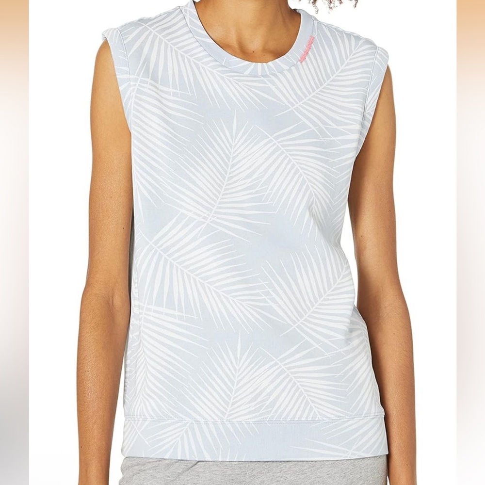 PJ Salvage Women’s Light Blue Palm-Print Sleeveless Top
